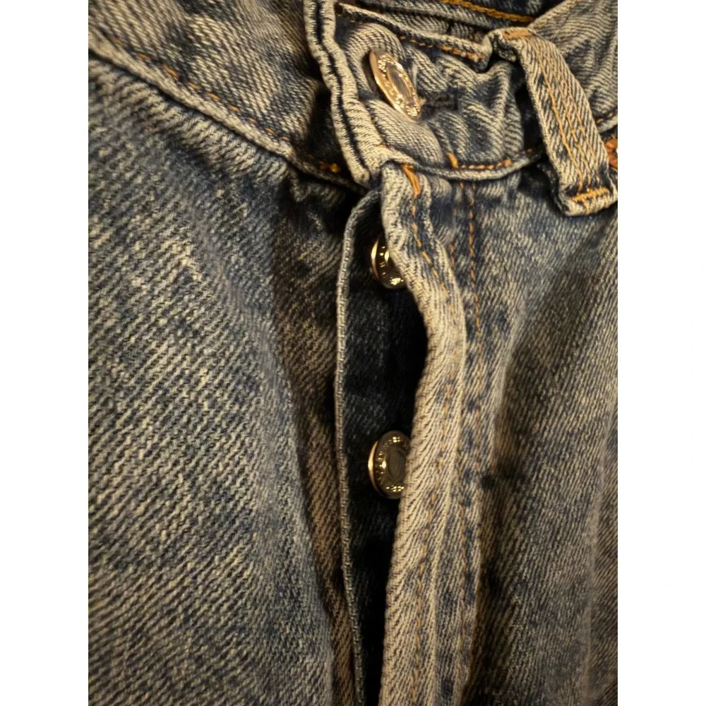 We The Free Free People High Rise Straight Leg Button Fly Blue Jeans Size 28